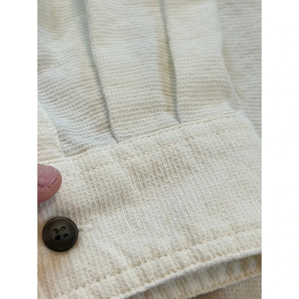 The North Face Mens XL Cream‎ Nylon Zip Pocket Outdoor Utility Long Sleeve Shirt